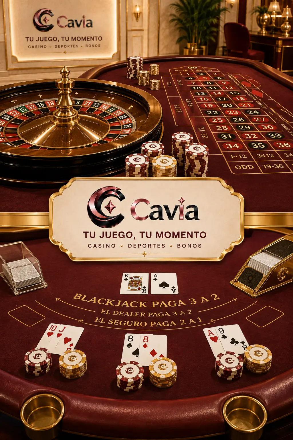Ruleta y blackjack en mesa