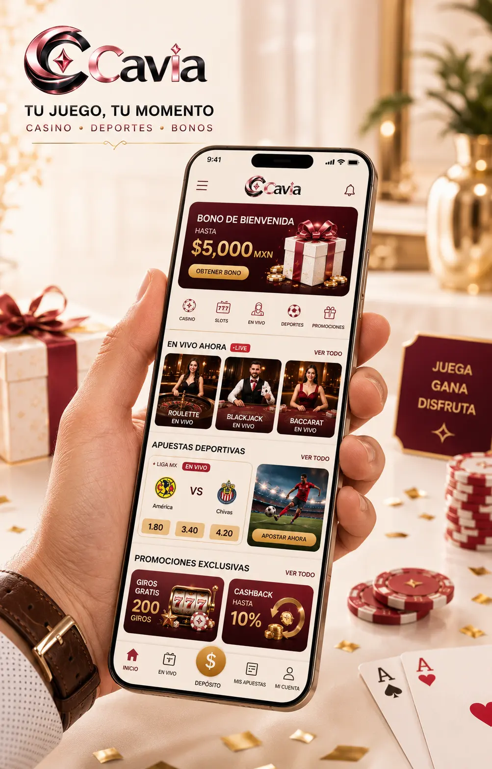 Casino y apuestas en la app